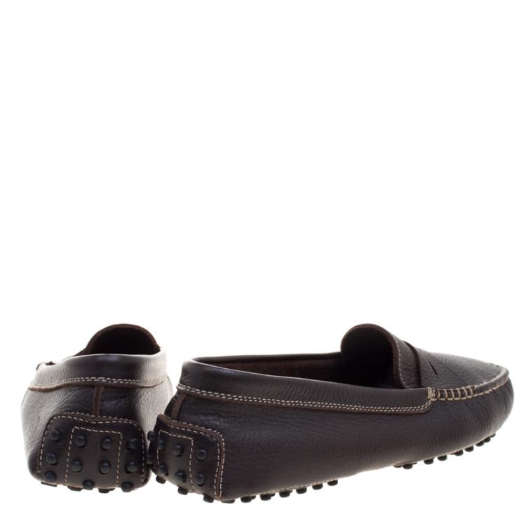 Pre Owned Tod's Brown Leather Penny Loafers Size 38 