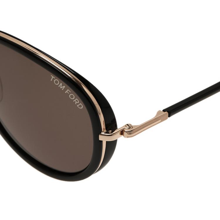 Pre Owned Tom Ford Black and Gold Miles Aviator Sunglasses