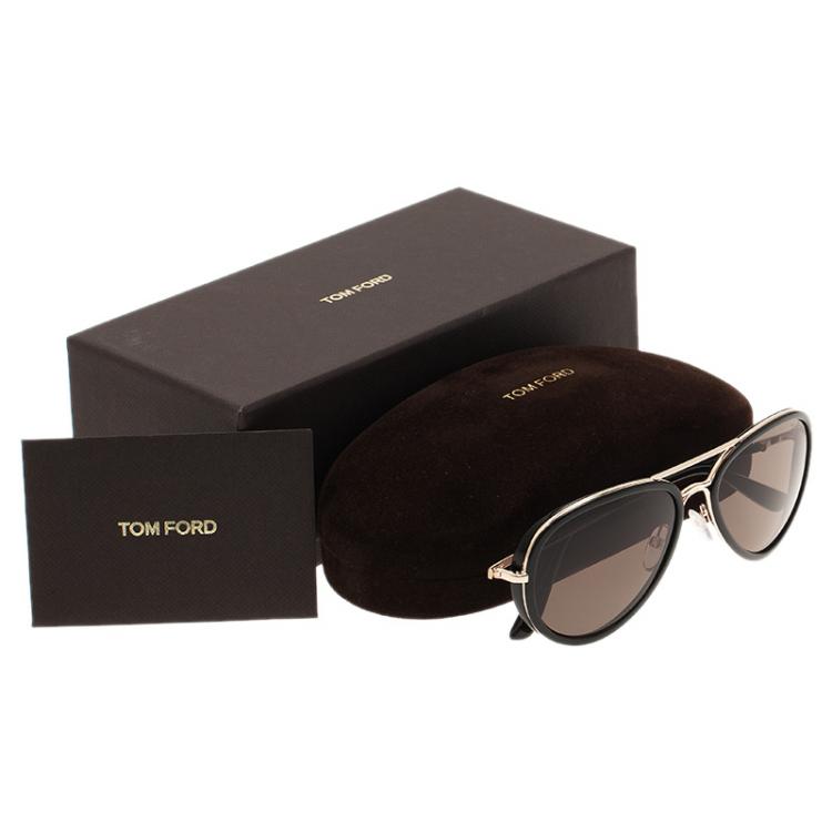 Pre Owned Tom Ford Black and Gold Miles Aviator Sunglasses