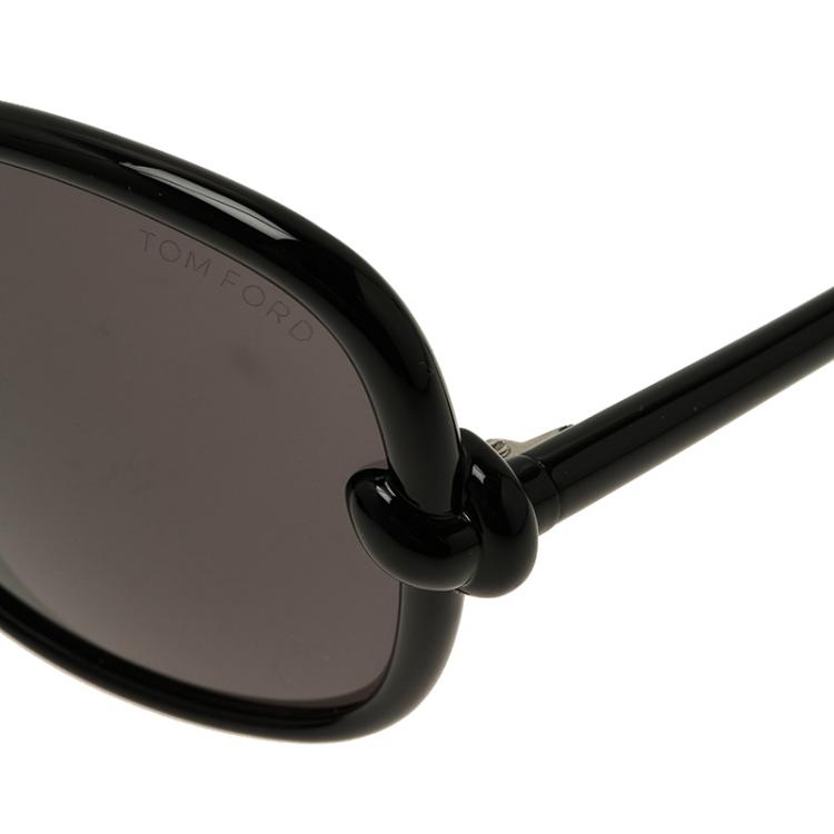 مملوكة مسبقًا Tom Ford Black Ingrid Round Sunglasses 