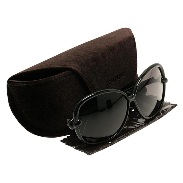 مملوكة مسبقًا Tom Ford Black Ingrid Round Sunglasses 