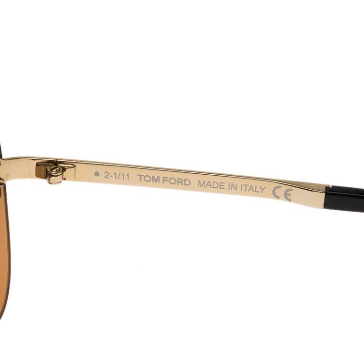 Pre Owned Tom Ford Gold and Black Gianna Shield Sunglasses