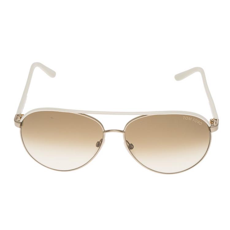 Pre Owned Tom Ford Ivory TF112 Silvano Aviator Sunglasses