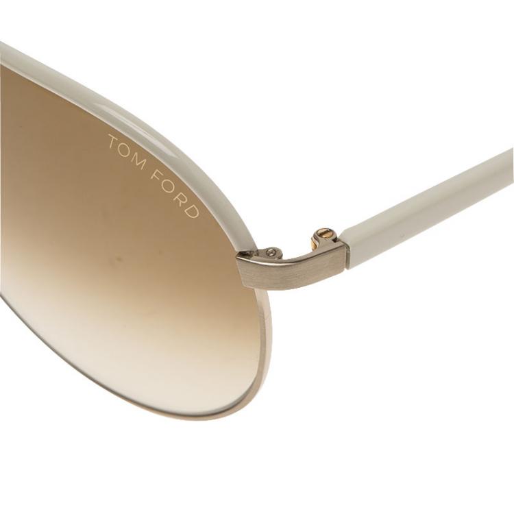 Pre Owned Tom Ford Ivory TF112 Silvano Aviator Sunglasses