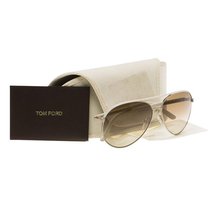 Pre Owned Tom Ford Ivory TF112 Silvano Aviator Sunglasses