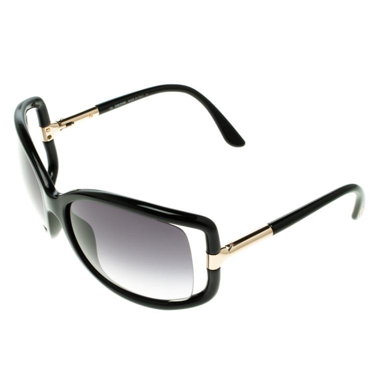 Pre Owned Tom Ford Black TF 125 Anais Oversized Sunglasses