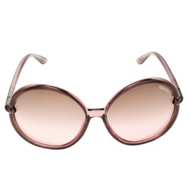 Pre Owned Tom Ford Lilac TF 167 Caithlyn Oversized Round Sunglasses