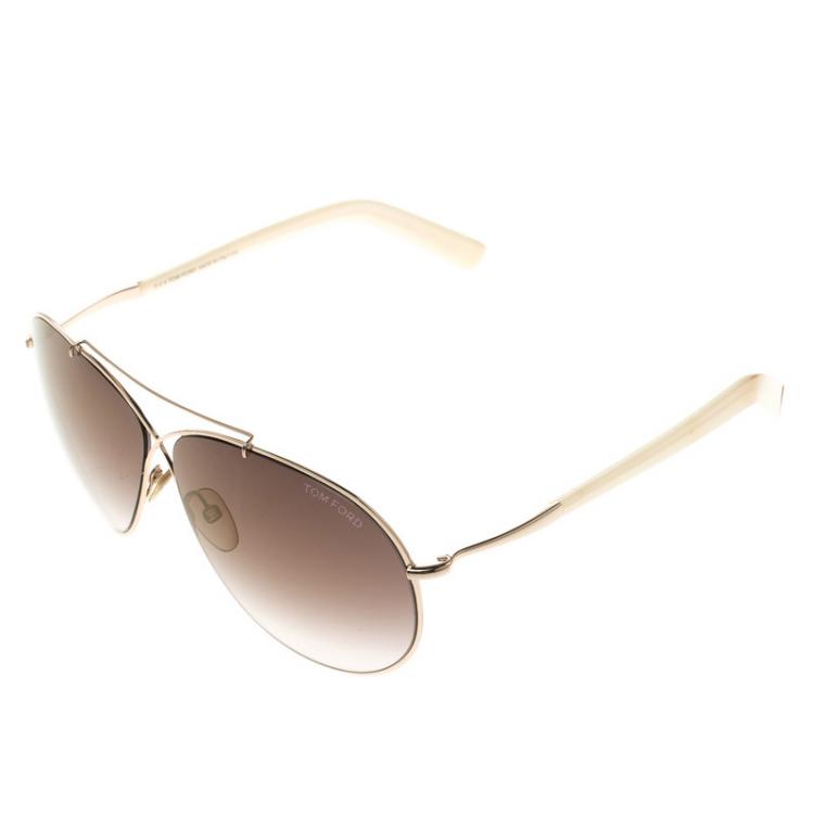Pre Owned Tom Ford Brown TF374 Eva Aviator Sunglasses