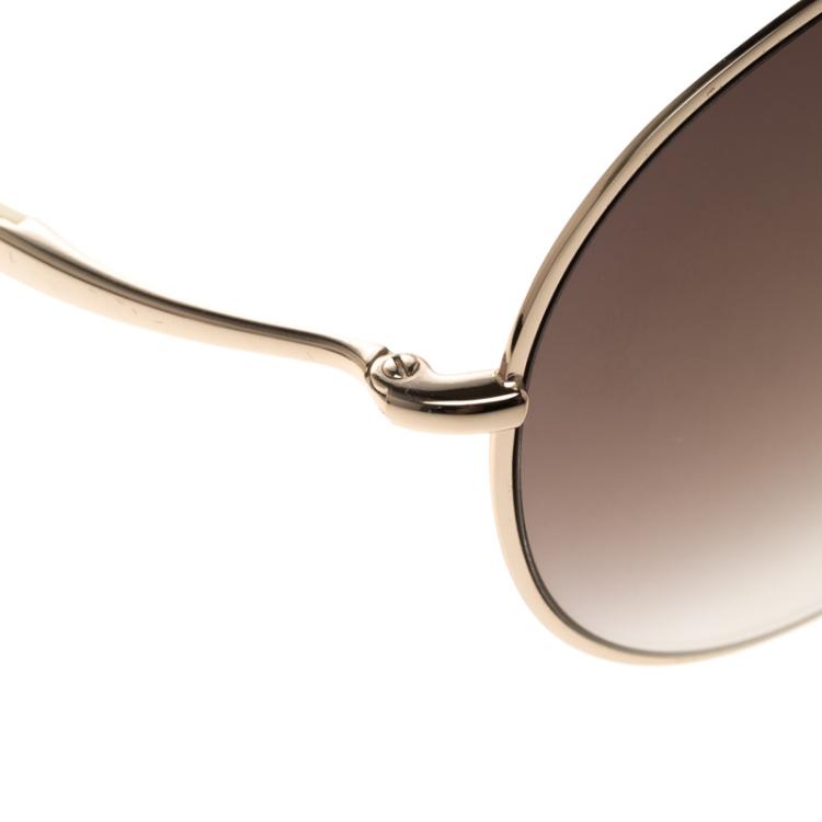 Pre Owned Tom Ford Brown TF374 Eva Aviator Sunglasses