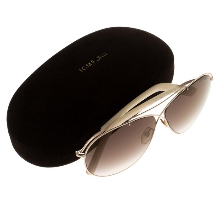 Pre Owned Tom Ford Brown TF374 Eva Aviator Sunglasses