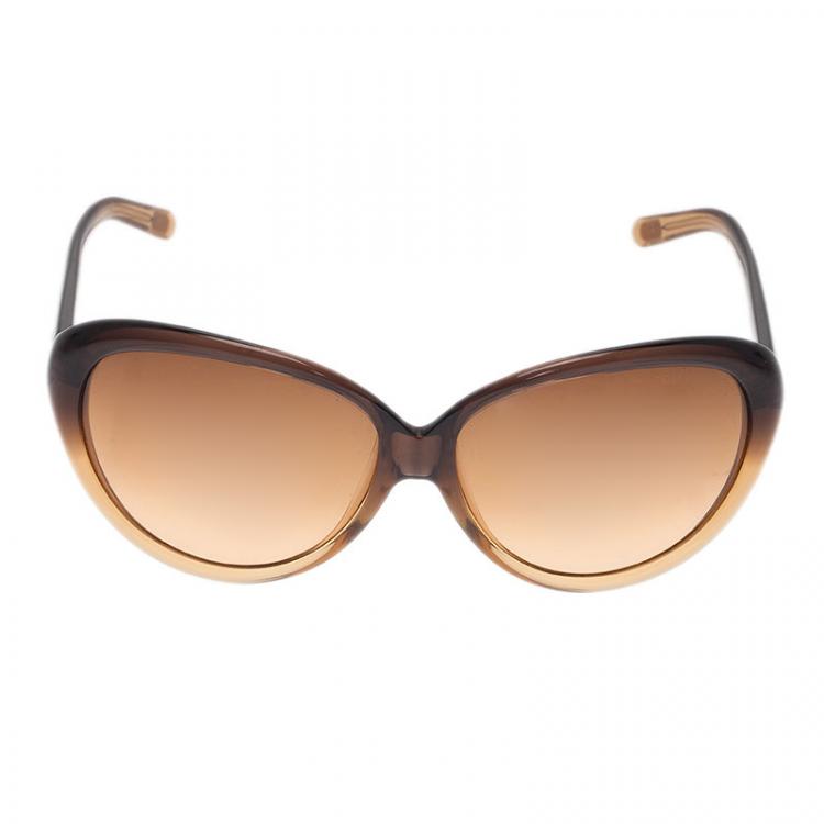 Pre Owned Tom Ford Brown Anabelle Cat Eye Sunglasses