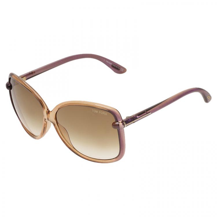 Pre Owned Tom Ford Brown and Purple Callae Sunglasses
