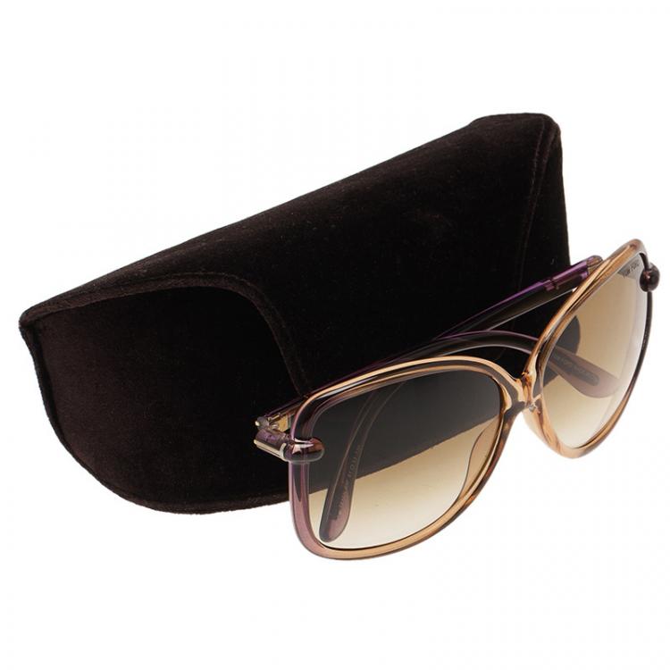 Pre Owned Tom Ford Brown and Purple Callae Sunglasses
