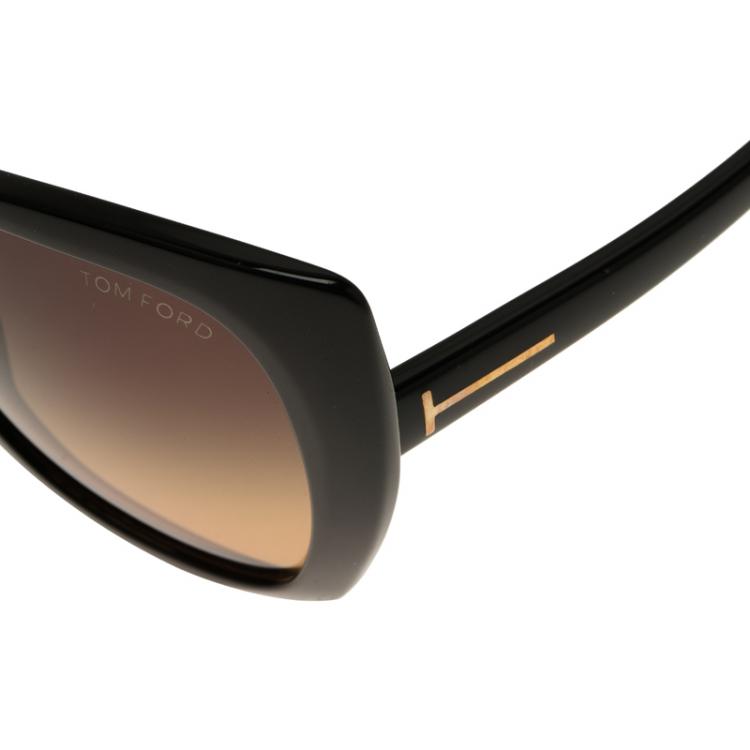 مملوكة مسبقًا Tom Ford Black Butterfly Oversized Sunglasses