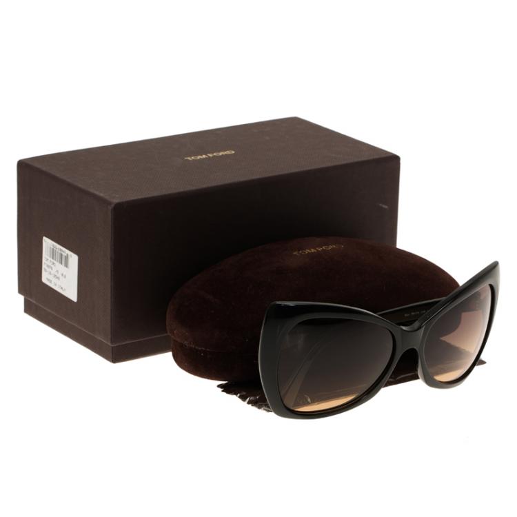 مملوكة مسبقًا Tom Ford Black Butterfly Oversized Sunglasses