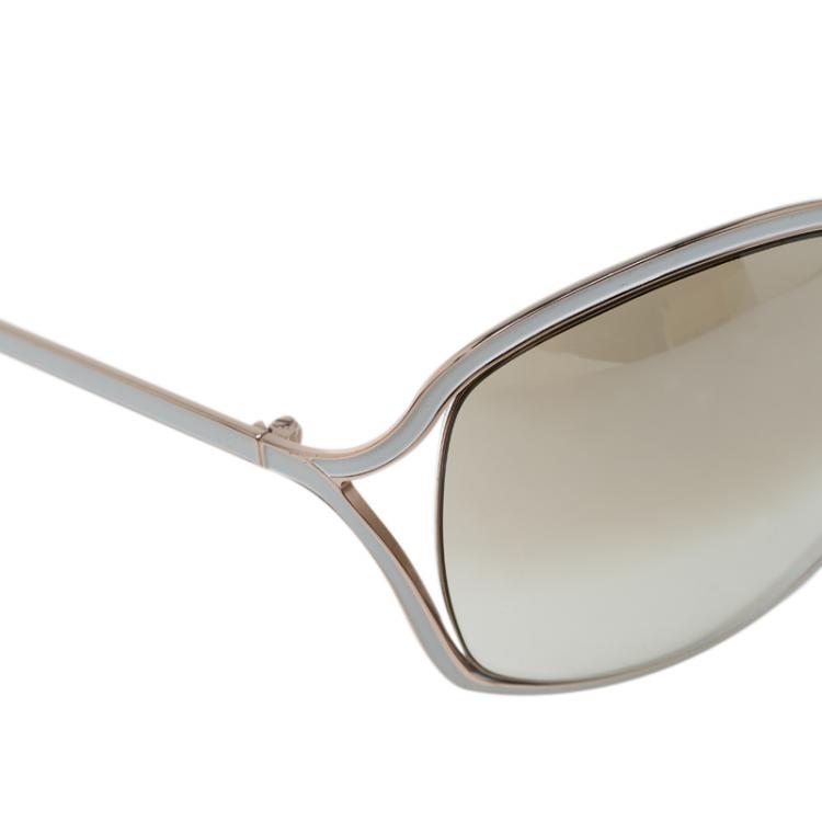 Pre Owned Tom Ford Cream Rickie Square Sunglasses