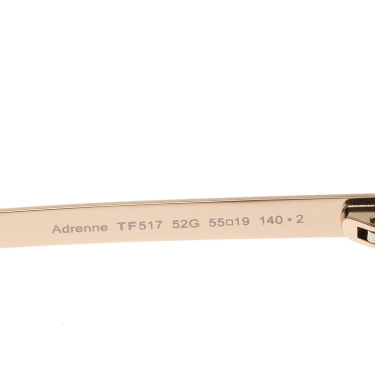 Pre Owned Tom Ford Dark Havana Rose Gold Tone Adrenne Semi Rimless Sunglasses