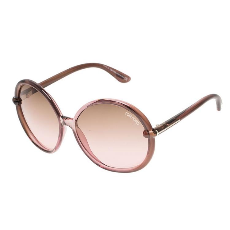 Pre Owned Tom Ford Lilac TF 167 Caithlyn Oversized Round Sunglasses