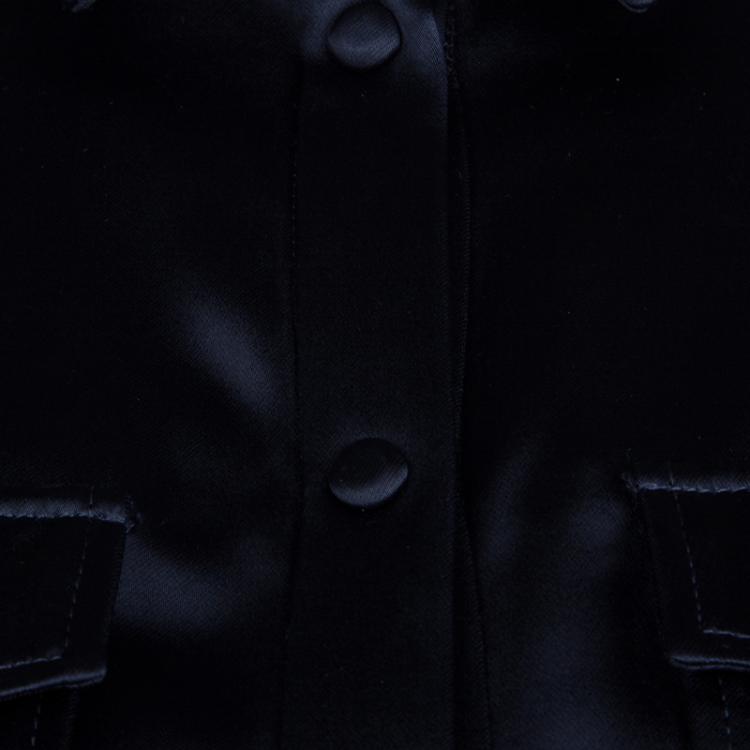 Pre Owned Tom Ford Navy Blue Satin Long Sleeve Button Down Shirt S