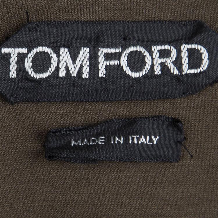 Pre Owned Tom Ford Olive Green Knit Belted Sleeveless Dress S