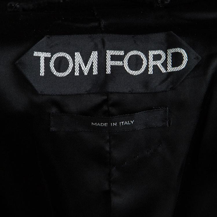 Pre Owned Tom Ford Black Leather Trim Jacket M
