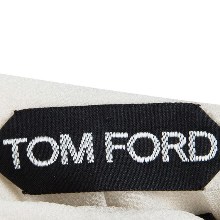 مملوكة مسبقًا Tom Ford Cream Pleated Silk Neck Tie Detail Sleeveless Top S