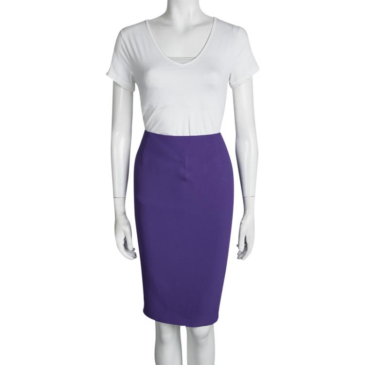 Pre Owned Tom Ford Purple Zip Detail Pencil Skirt M