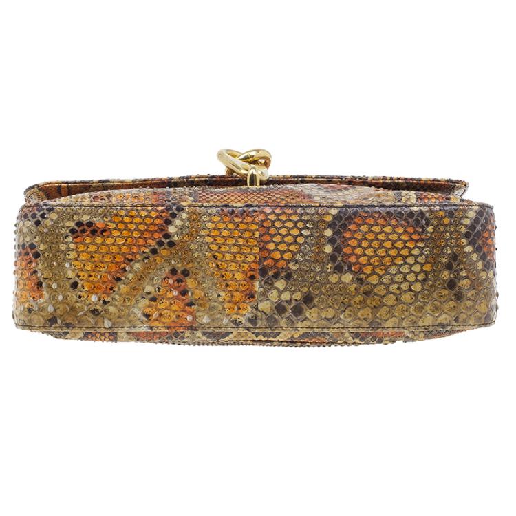 مملوكة مسبقًا Tom Ford Orange Python Leather Carine Flap Bag