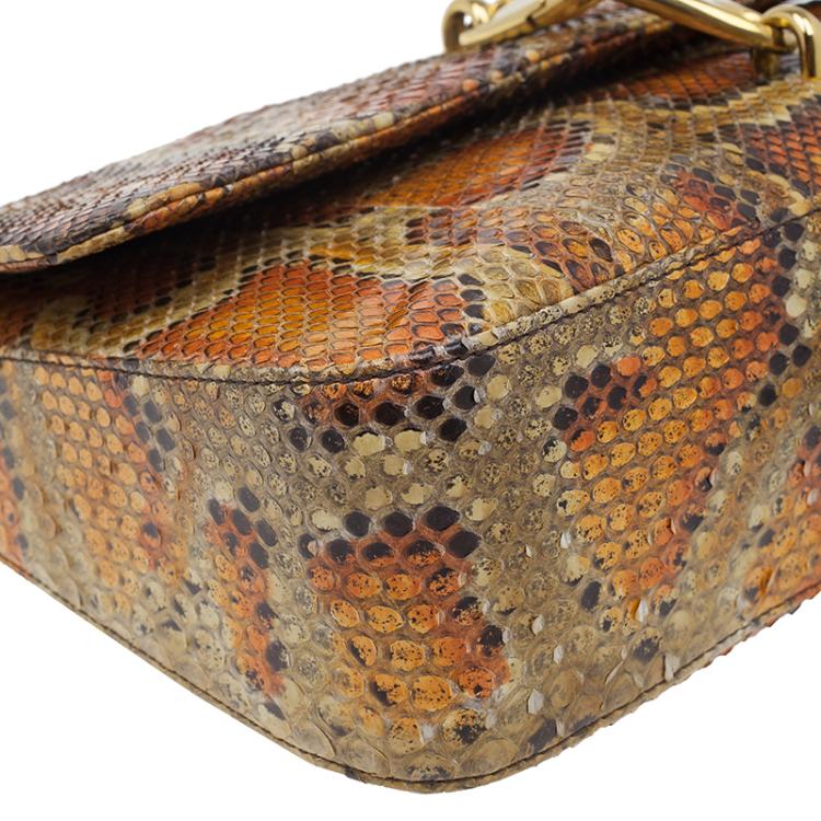 مملوكة مسبقًا Tom Ford Orange Python Leather Carine Flap Bag