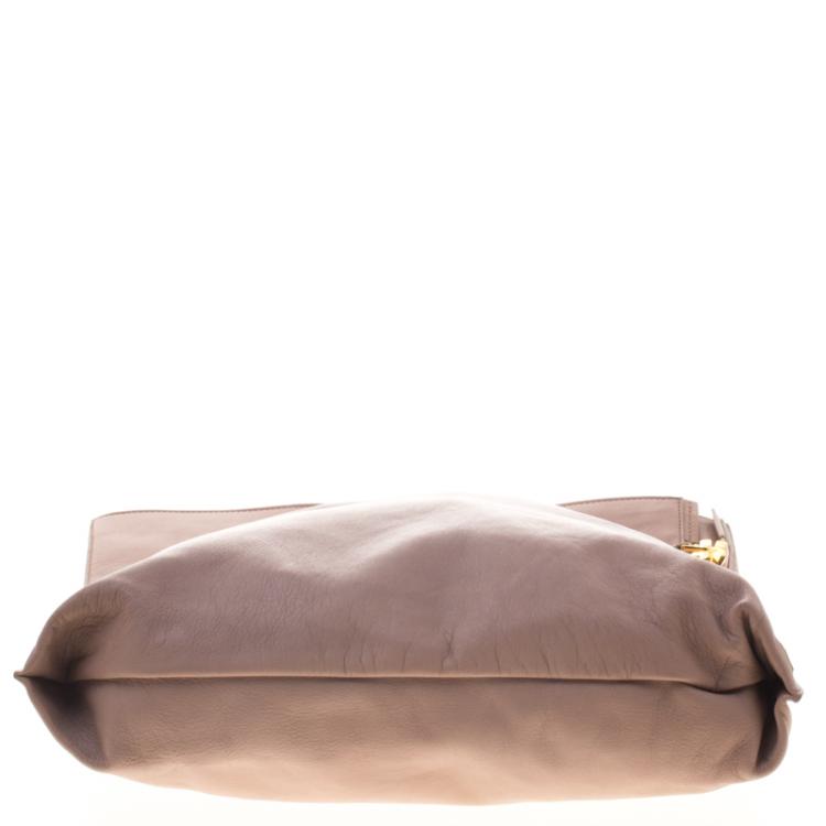 Pre Owned Tom Ford Blush Nude Leather Large Fold Over Alix Tote