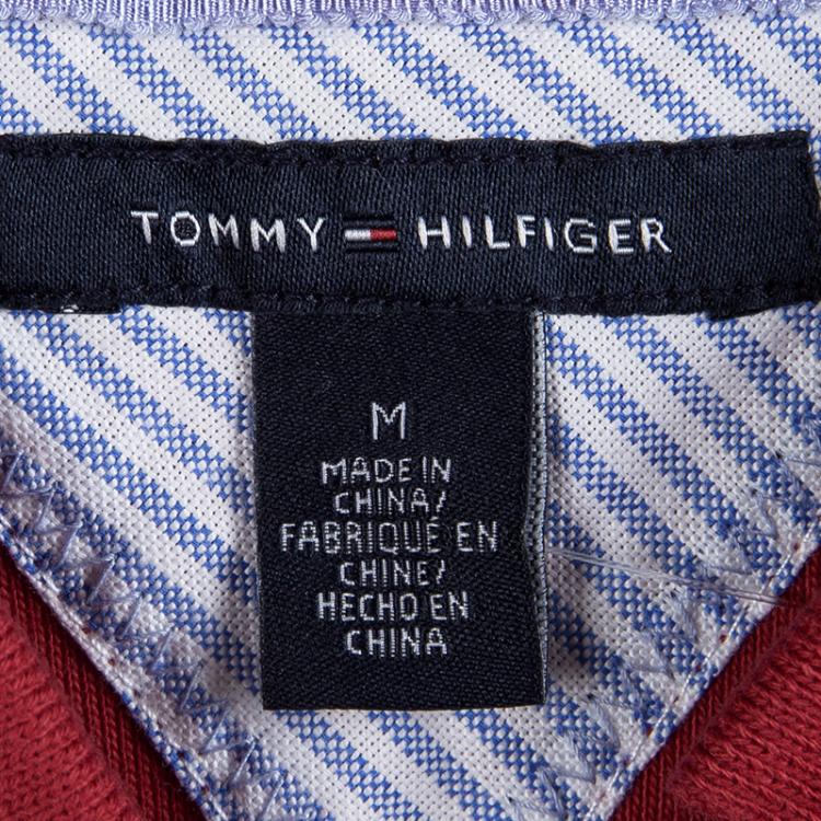 Pre Owned Tommy Hilfiger Red Cotton Polo T-Shirt Dress M