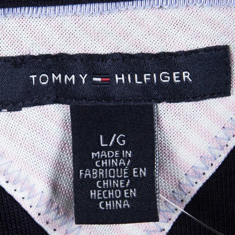 Pre Owned Tommy Hilfiger Navy Blue Cotton Polo T-Shirt Dress L