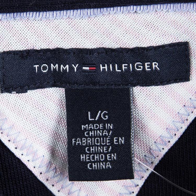 Pre Owned Tommy Hilfiger Navy Blue Cotton Polo T-Shirt Dress L