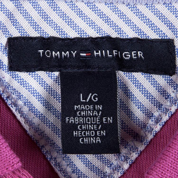 Pre Owned Tommy Hilfiger Pink Cotton Polo T-Shirt Dress L
