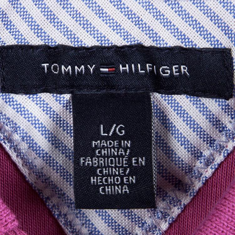 Pre Owned Tommy Hilfiger Pink Cotton Polo T-Shirt Dress L