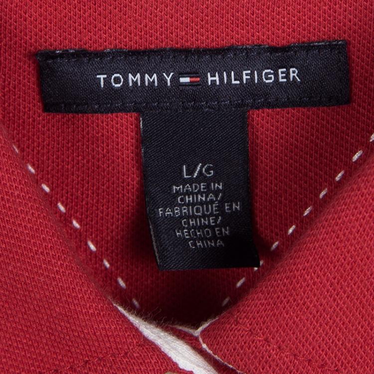 Pre Owned Tommy Hilfiger Colorblock Short Sleeve Polo T- Shirt L