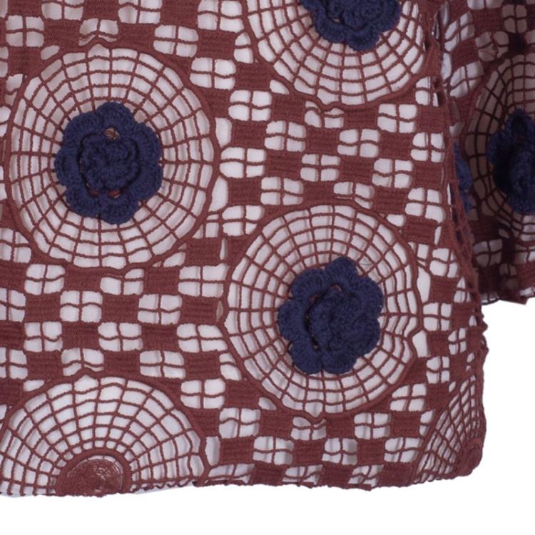 Pre Owned Tory Burch Crochet Silk Top L 
