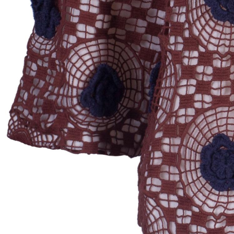 Pre Owned Tory Burch Crochet Silk Top L 