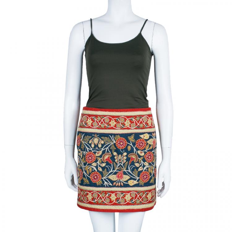 Pre Owned Tory Burch Wade Multicolor Floral Print Skirt S