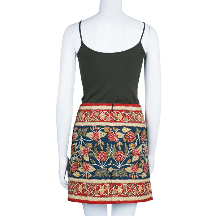 Pre Owned Tory Burch Wade Multicolor Floral Print Skirt S