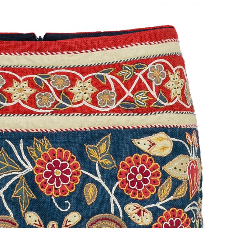 Pre Owned Tory Burch Wade Multicolor Floral Print Skirt S
