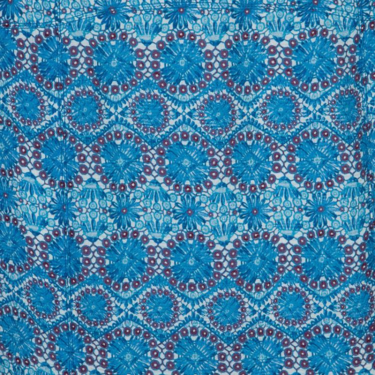 Pre Owned Tory Burch Blue Mosaic Printed Maxi Skirt M