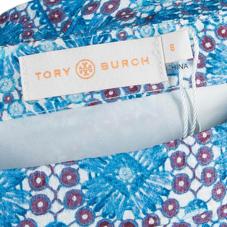 Pre Owned Tory Burch Blue Mosaic Printed Maxi Skirt M