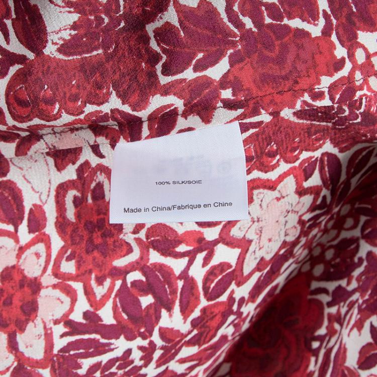 Pre Owned Tory Burch Cora Red Floral Print Shirt S