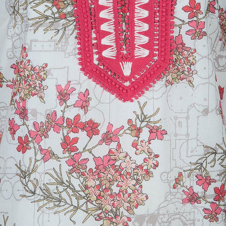 Pre Owned Tory Burch White Floral Print Tunic Dress M