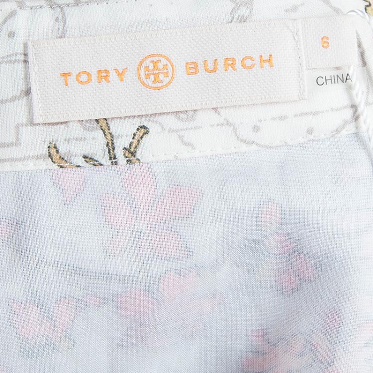 Pre Owned Tory Burch White Floral Print Tunic Dress M