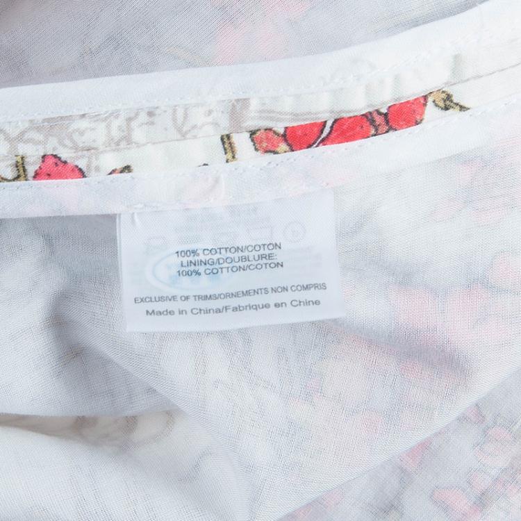 Pre Owned Tory Burch White Floral Print Tunic Dress M