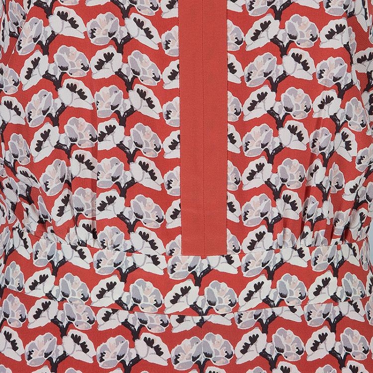 Pre Owned Tory Burch Red Abstract Print Dress M