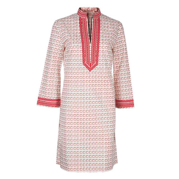 Pre Owned Tory Burch Red Print Tunic Dress M