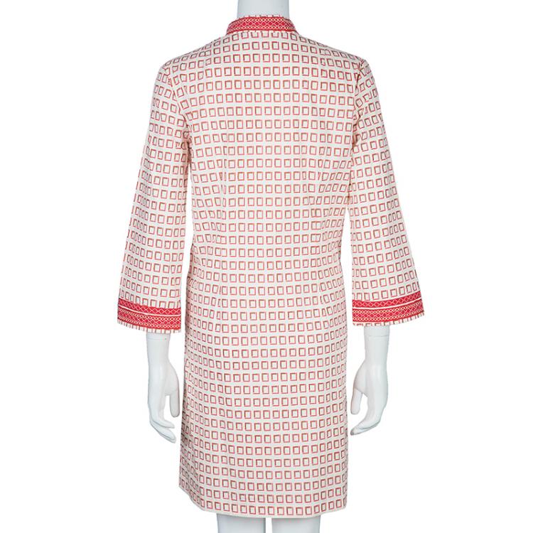 Pre Owned Tory Burch Red Print Tunic Dress M